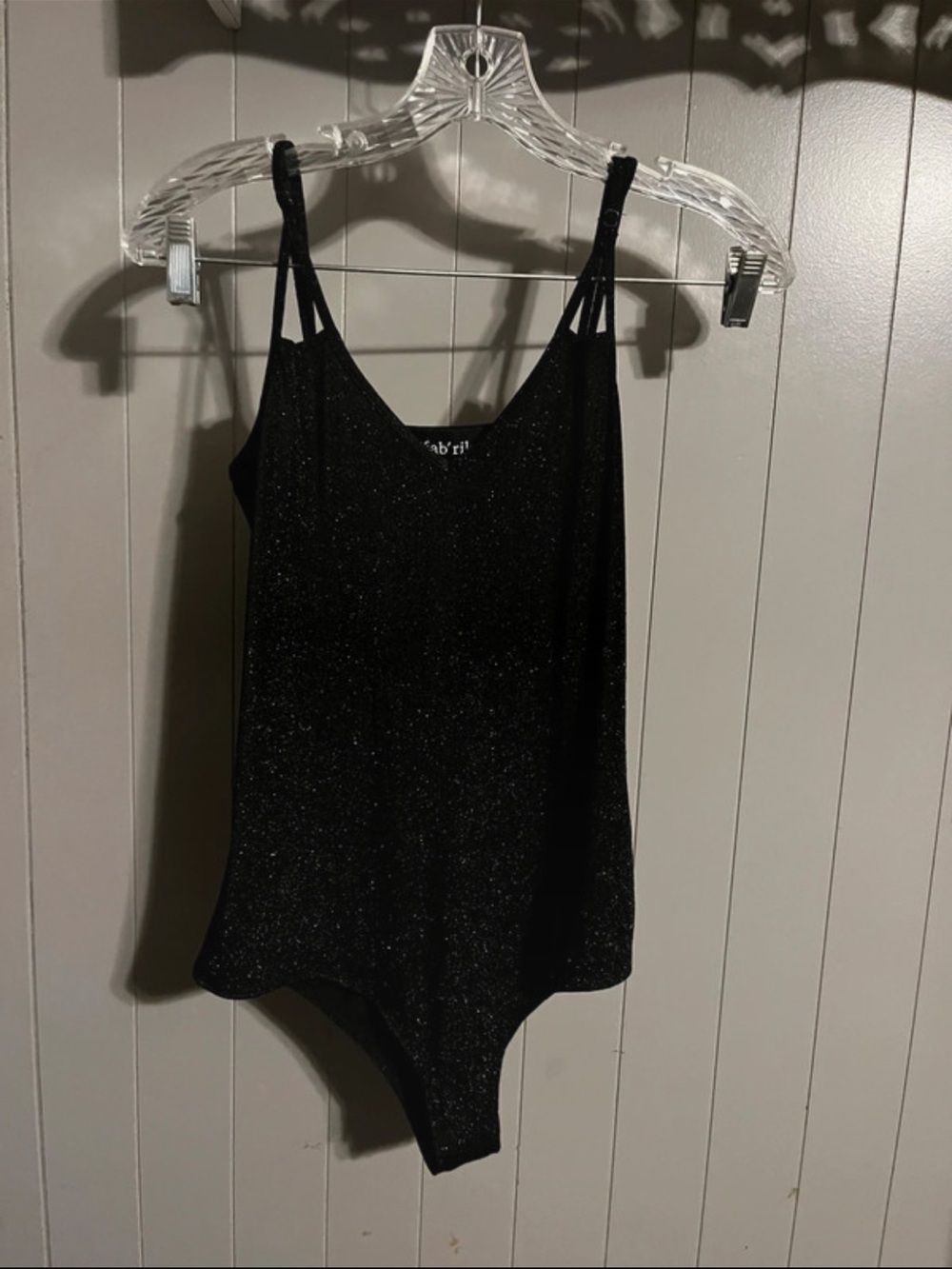 Fabrik black glitter tank top bodysuit